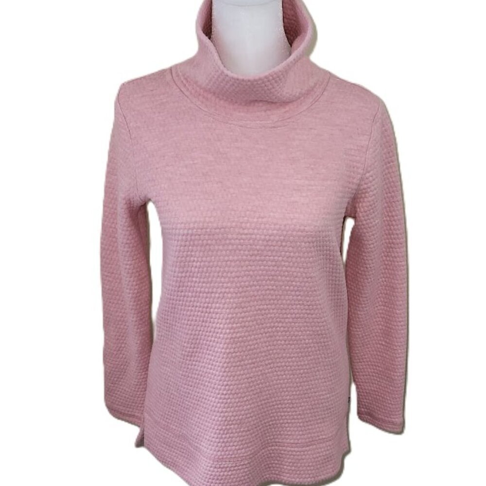 T By Talbots Bubble Jacquard Quilted Mockneck Pull Over High Neck Women's Size S